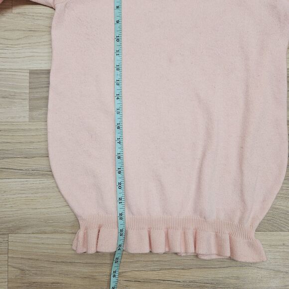 NANETTE LEPORE Womens Pink Ruffle Rhinestone Flower Pullover Sweater Small - Picture 6 of 7